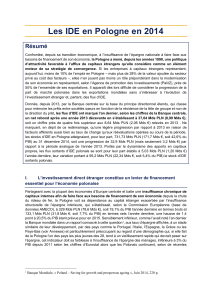 Les IDE en Pologne en 2014 - Direction générale du Trésor