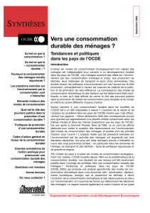 Vers une consommation durable des ménages