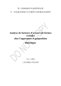 Analyse de facteurs d`erreurs de formes verbales chez l`apprenant et