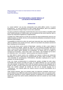 RELATIONS ENTRE LE SECRET MÉDICAL ET LES SECRETS