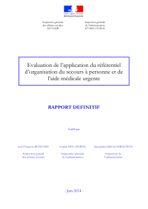 Evaluation de l`application du référentiel d`organisation du secours à