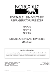 portable 12/24 volts dc refrigerator/freezer nrf30 nrf45 nrf60