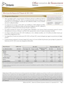 Mise-à-jour des finances de l`Ontario