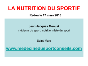 NUTRITION - Medecine du sport conseils