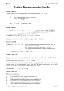 Chap 10E - Exercices énergies mécaniques