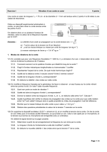 Exercice I Vibration d`une corde en acier 5 points Une corde en