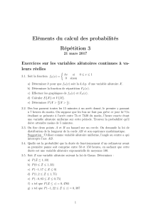 Eléments du calcul des probabilités Répétition 3