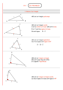 Ch V LES TRIANGLES 1. Nature d`un triangle ABC est un triangle