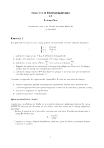 Relativité et Électromagnétisme L7 Exercice 1 - ENS-phys