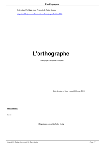 L`orthographe - Collège Jean Arnolet