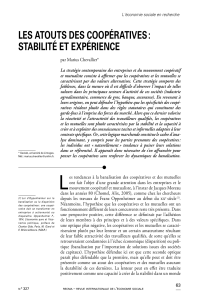 Les atouts des coopératives : stabiLité et expérience