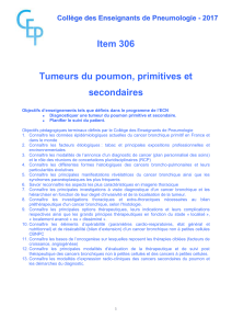 Item 306 Tumeurs du poumon, primitives et secondaires