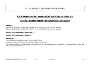 Programmes 7ST - École Privée Notre-Dame Sainte