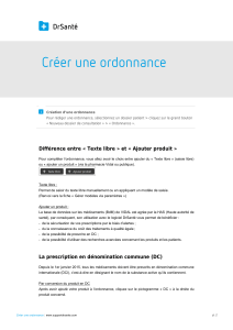 Différence entre « Texte libre » et « Ajouter produit » La prescription