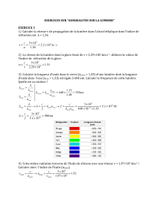 EXERCICES SUR "GENERALITES SUR LA LUMIERE" EXERCICE