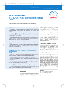 Asthme allergique: plus qu`un simple changement d`étage. 1re