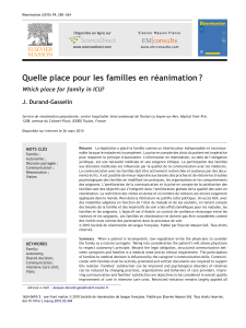 Quelle place pour les familles en rÃ©animationÂ ?