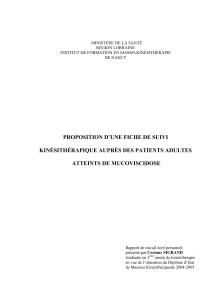 proposition d`une fiche de suivi kinésithérapique auprès des