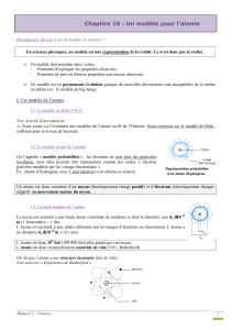 Chapitre 10 : Un modèle pour l`atome