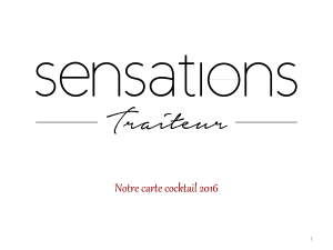 Notre carte cocktail - Sensations Traiteur