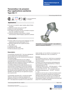 Transmetteur de pression Pour applications sanitaires Type SA-11