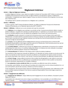Règlement Intérieur - ASPTT Orléans Randonnée Pédestre
