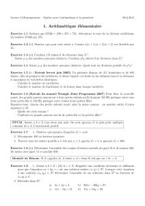 1. Arithmétique élémentaire - Licence de mathématiques Lyon 1