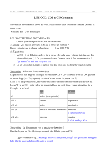 LES COD, COI et CIRConstants