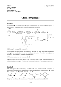 Chimie organique - 2006 - Chimie - partiel
