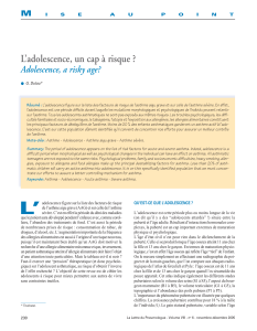 L adolescence, un cap à risque ?