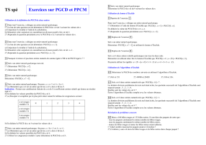 TS spé Exercices sur PGCD et PPCM
