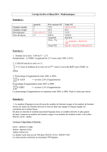 Corrigé du Brevet Blanc2014 - Mathématiques Exercice 1 : quantité
