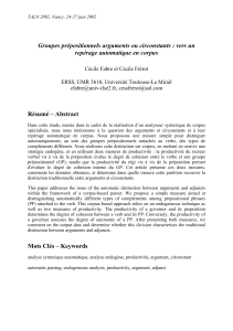 Groupes prépositionnels arguments ou circonstants