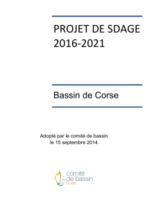 Projet de SDAGE 2016-2021 - L`eau dans le bassin de Corse