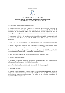 Avis N° 94-A-26 du 15 novembre 1994 relatif à la prise de contrôle