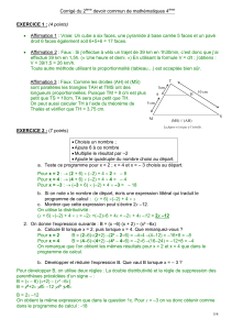 Corrigé du 2 devoir commun de mathématiques 4 EXERCICE 1 : (4