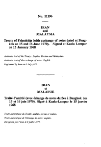No. 11196 IRAN and MALAYSIA Treaty of Friendship (with
