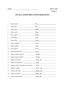 Nom : FRA-150 Cours 1 ÉVALUATION DES CONNAISSANCES