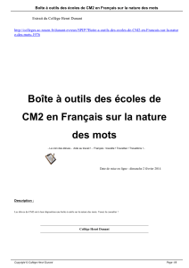 Boîte à outils des écoles de CM2 en Français sur la nature des mots