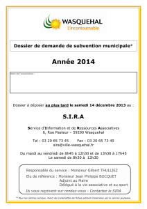 Dossier de Demande de subvention municipale 2014