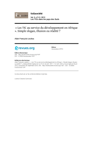 « Les TIC au service du développement en Afrique ». Simple slogan