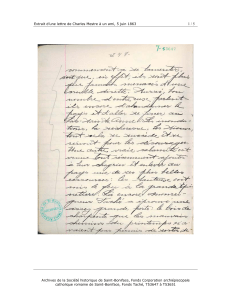 Extrait d`une lettre de Charles Mestre à un ami, 5 juin 1863 Archives