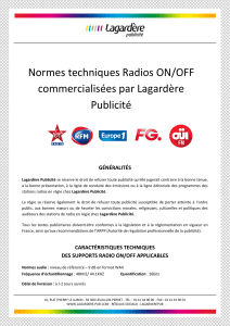 Normes techniques Radios ON/OFF commercialisées par Lagardère