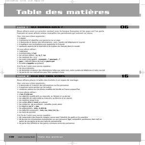 Table des matières