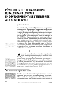 l`évolution des organisations rurales dans les pays en