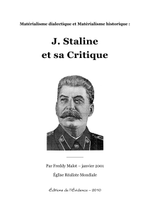 J. Staline et sa Critique