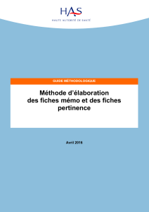 Méthode d`élaboration des fiches mémo et des fiches