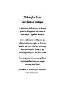 Philosophie Rasta introduction poétique