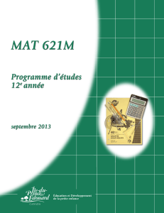 Mathématiques 621M Programme d`études