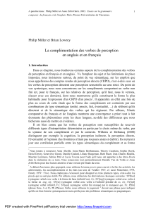 La complémentation des verbes de perception en anglais